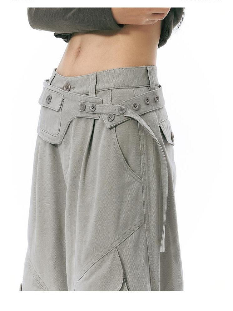NAPSNAPS Floral Print Distressed Wide Leg Cotton Women&