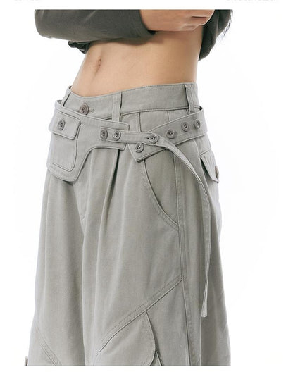 NAPSNAPS Floral Print Distressed Wide Leg Cotton Women&