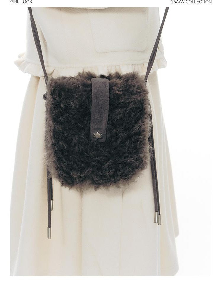NAPSNAPS Fuzzy Handcrafted Buttonhole Magnetic Crossbody Women&