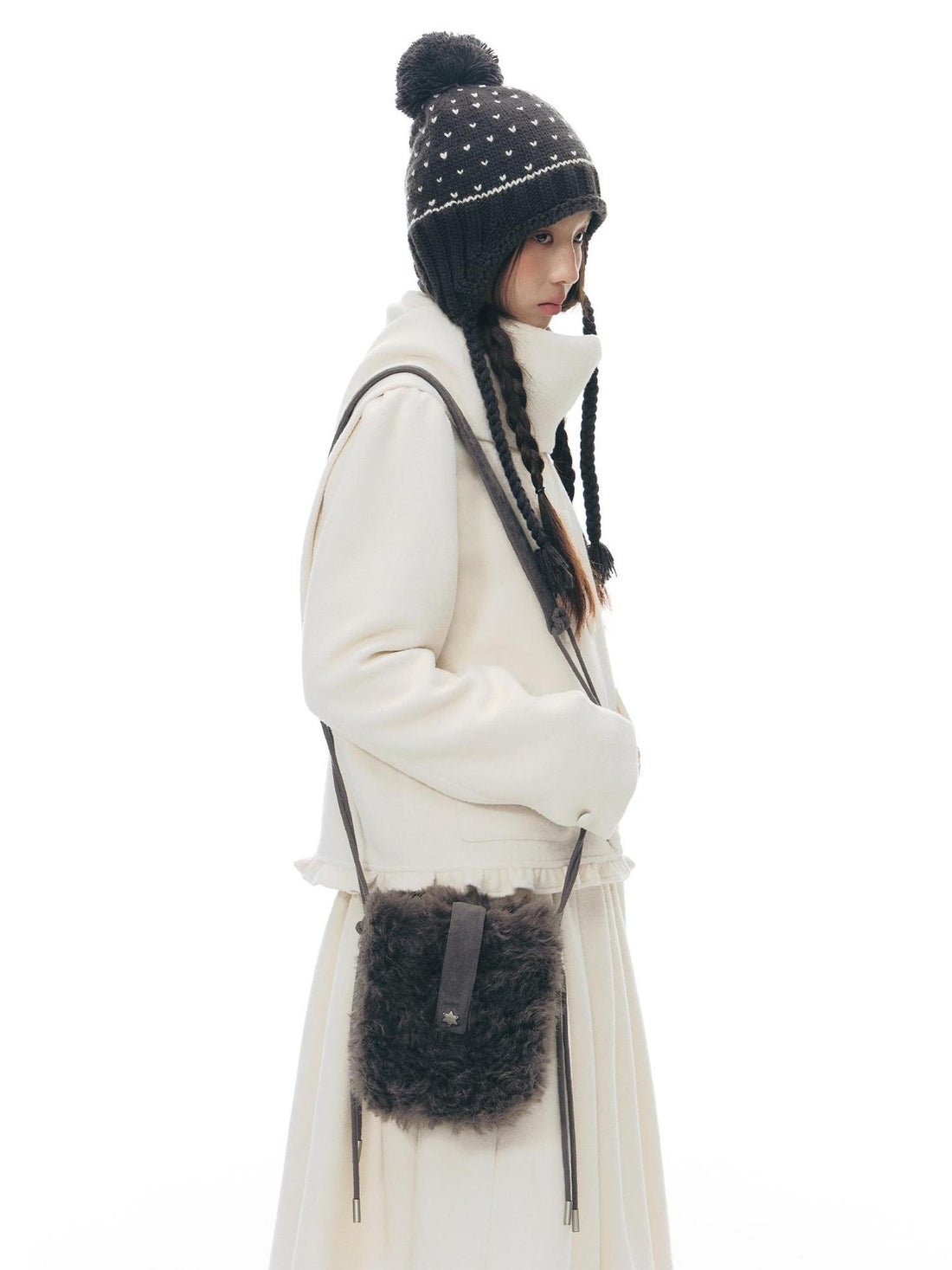 NAPSNAPS Fuzzy Handcrafted Buttonhole Magnetic Crossbody Women&