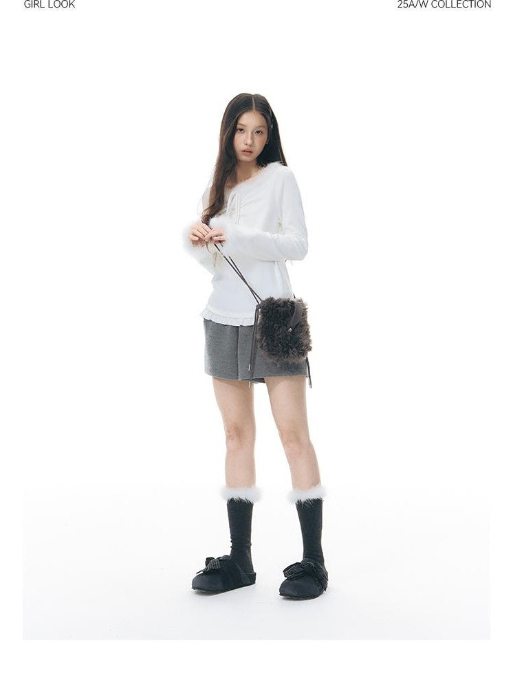 NAPSNAPS Fuzzy Handcrafted Buttonhole Magnetic Crossbody Women&