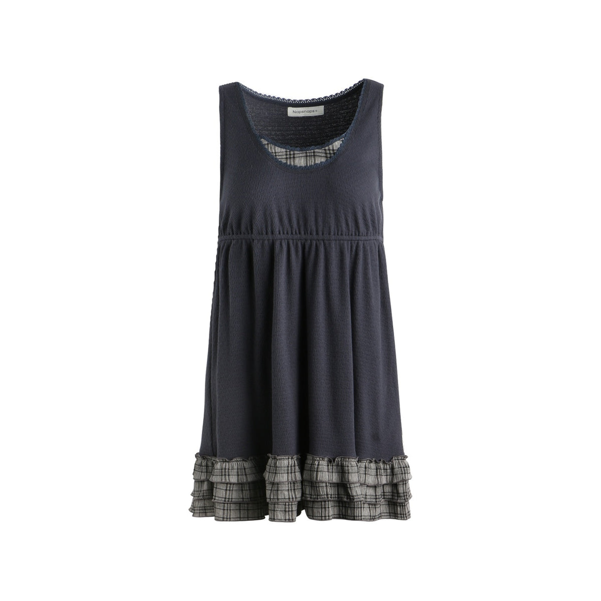 NAPSNAPS_Girlish_Patchwork_Knit_A_Line_Sleeveless_Women&
