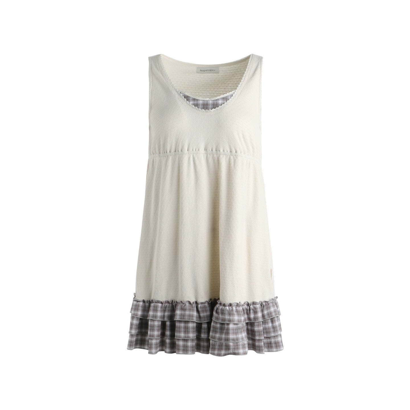 NAPSNAPS_Girlish_Patchwork_Knit_A_Line_Sleeveless_Women&