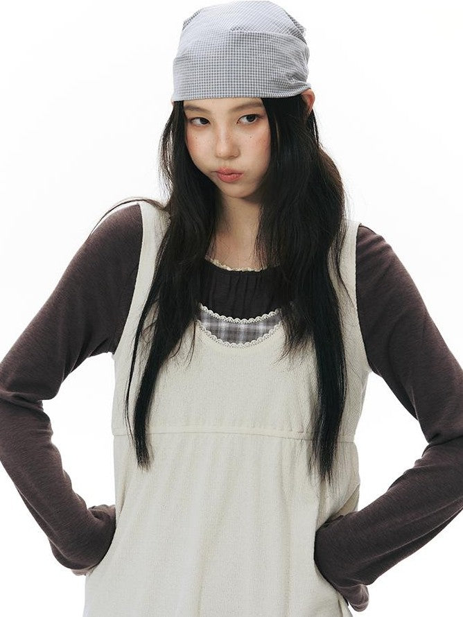 NAPSNAPS Girlish Patchwork Knit A Line Sleeveless Women&