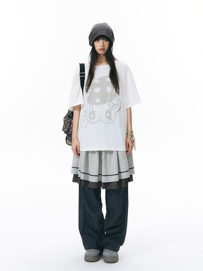 NAPSNAPS Girlish Star Print Loose Fit Women&