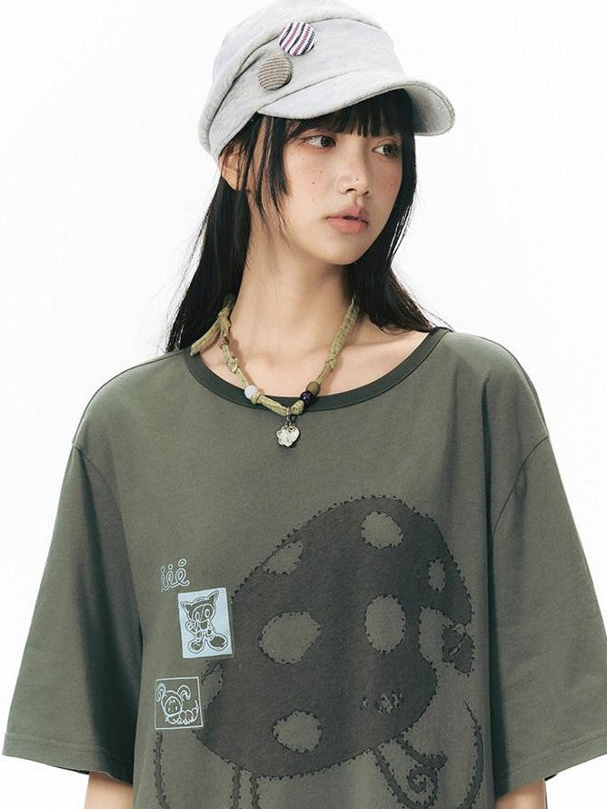 NAPSNAPS Girlish Star Print Loose Fit Women&