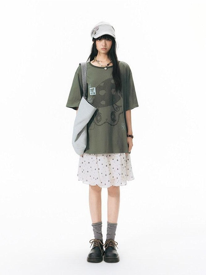 NAPSNAPS Girlish Star Print Loose Fit Women&