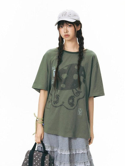 NAPSNAPS Girlish Star Print Loose Fit Women&