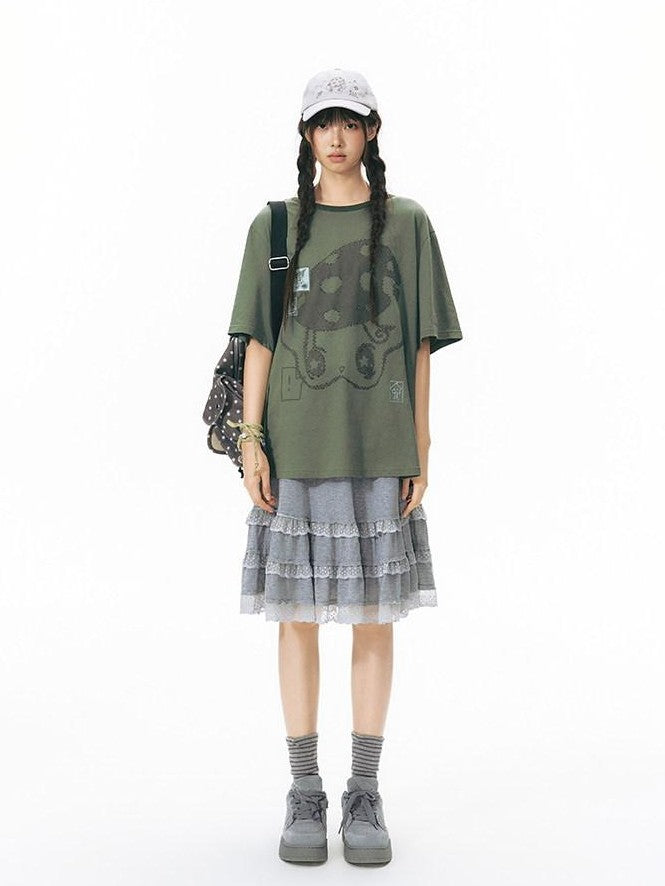 NAPSNAPS Girlish Star Print Loose Fit Women&