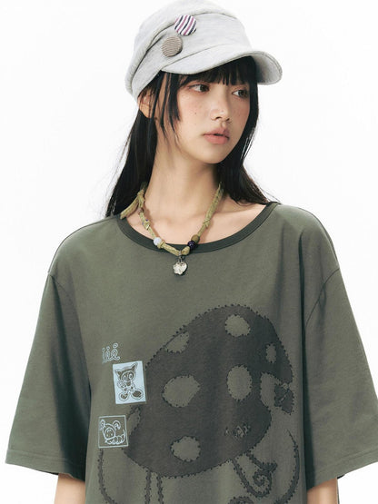NAPSNAPS Girlish Star Print Loose Fit Women&