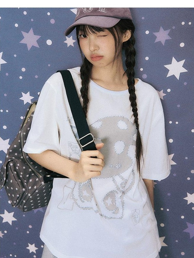 NAPSNAPS Girlish Star Print Loose Fit Women&