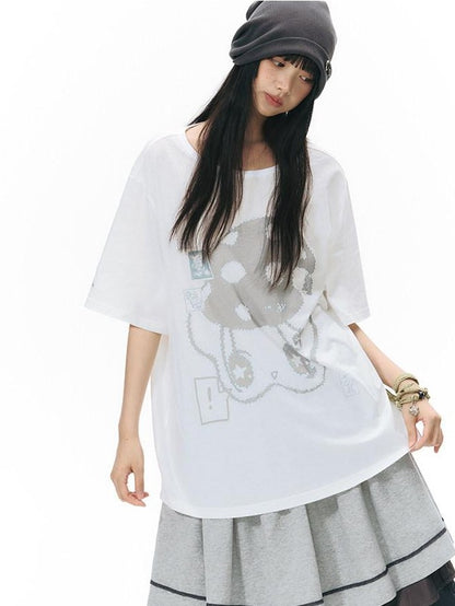 NAPSNAPS Girlish Star Print Loose Fit Women&