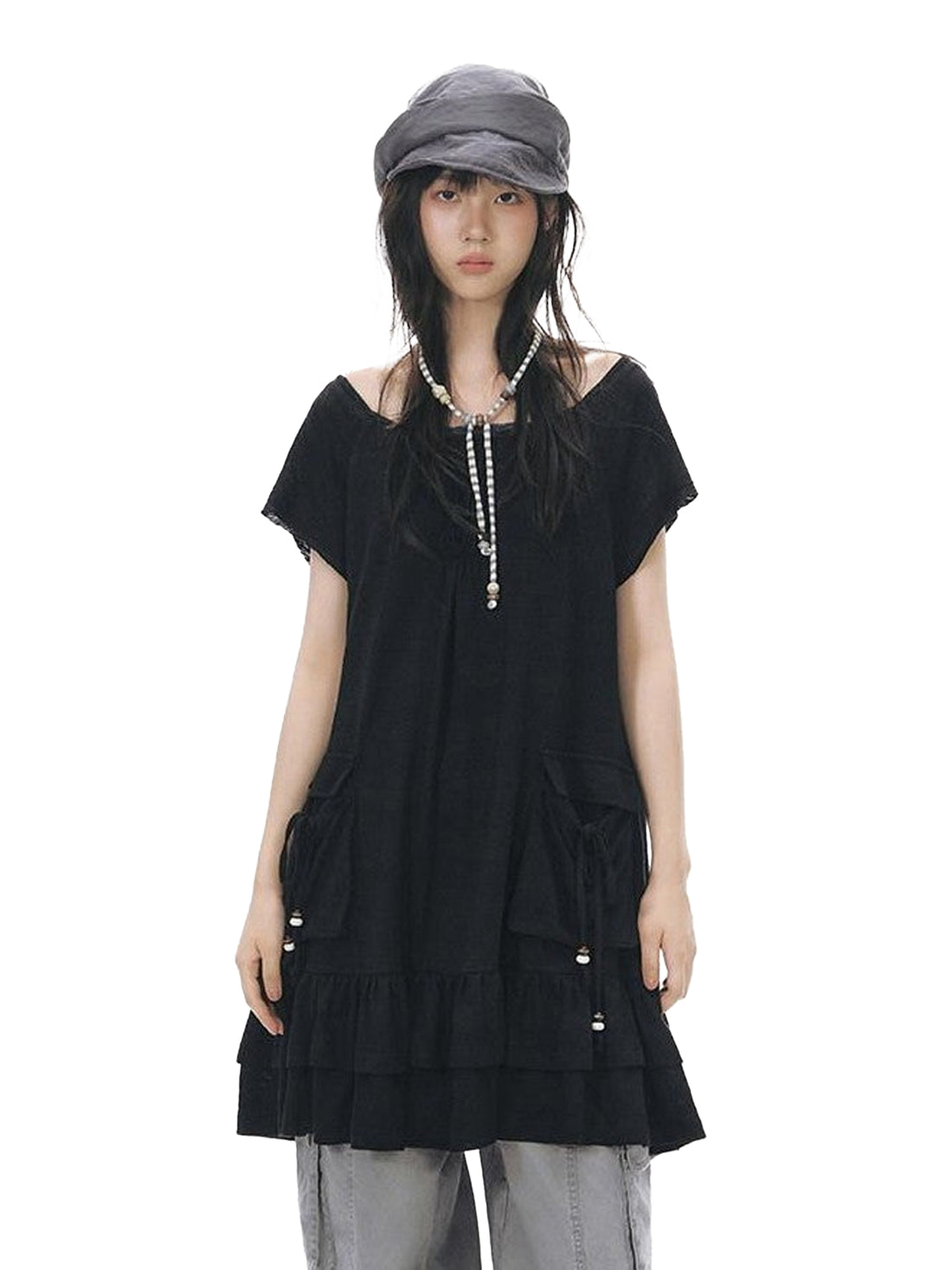 NAPSNAPS Girly Big Pocket One Shoulder Knit Women&