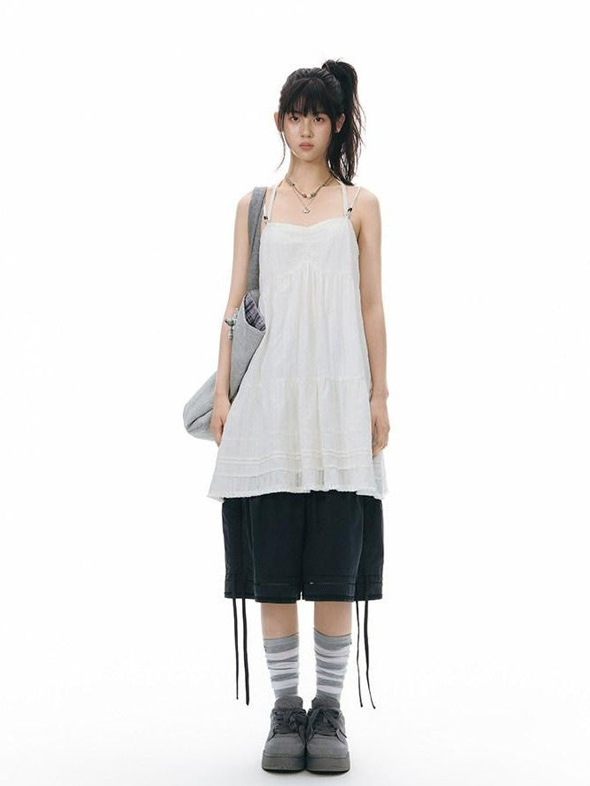 NAPSNAPS Girly Lace Trim Halter High Waist A Line Women&