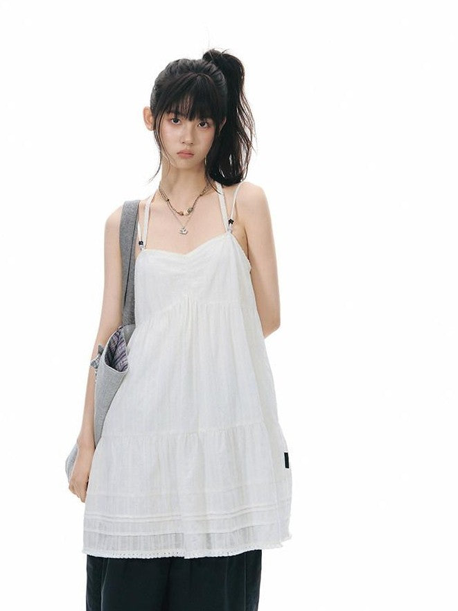 NAPSNAPS Girly Lace Trim Halter High Waist A Line Women&