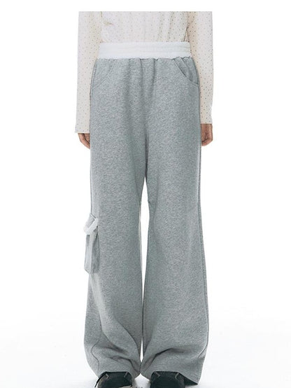 NAPSNAPS Gray Asymmetrical Spliced Plush Waist 3D Pockets Women&