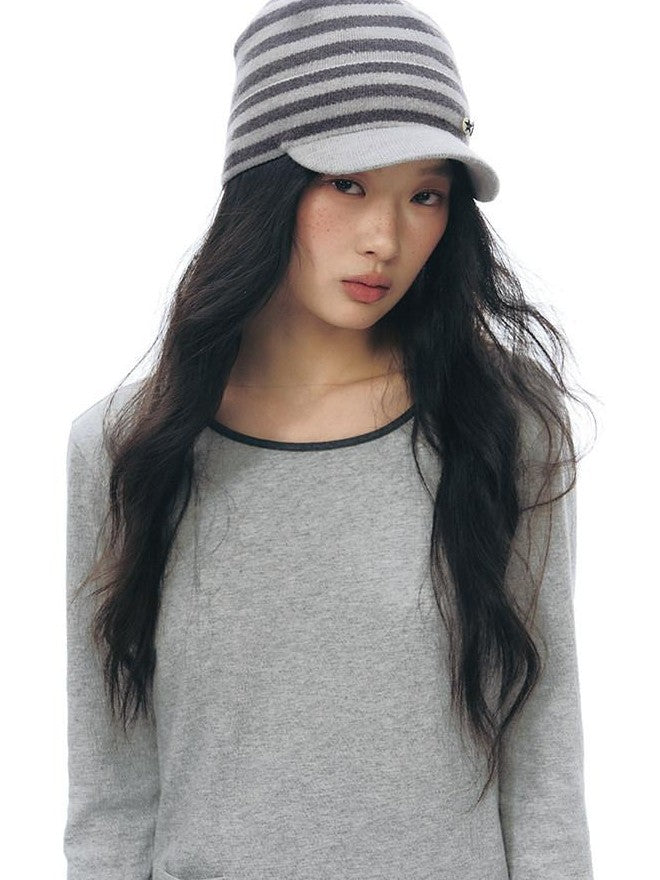 NAPSNAPS Gray Black Paneled Crewneck Knit Women&