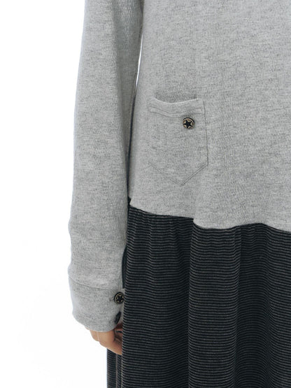 NAPSNAPS Gray Black Paneled Crewneck Knit Women&