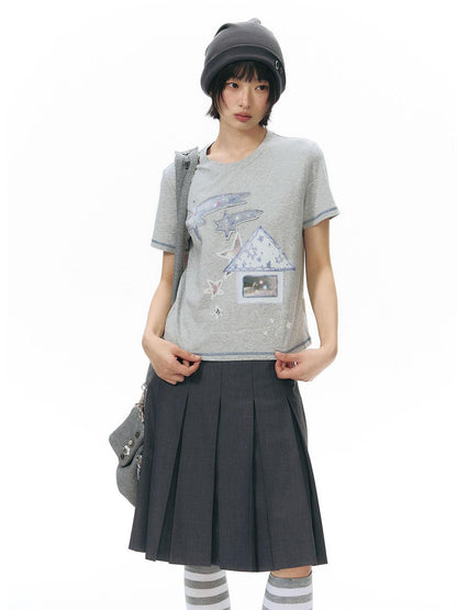 NAPSNAPS Gray Detachable Waist Belt Tie A Line Women&