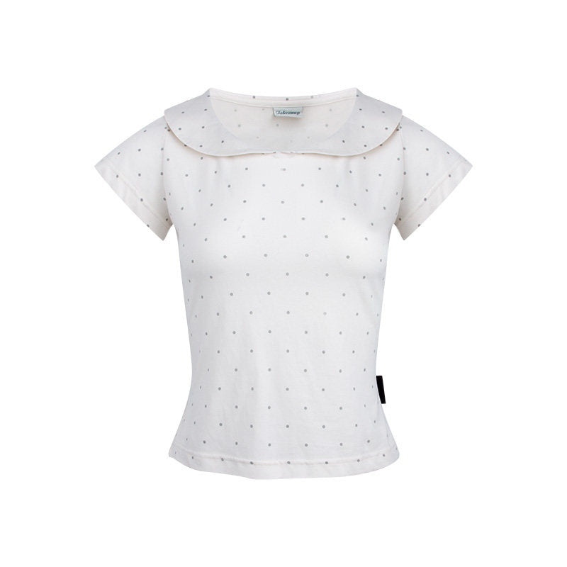 NAPSNAPS_Gray_Embroidered_Polka_Doll_Collar_Slim_Waist_Women&