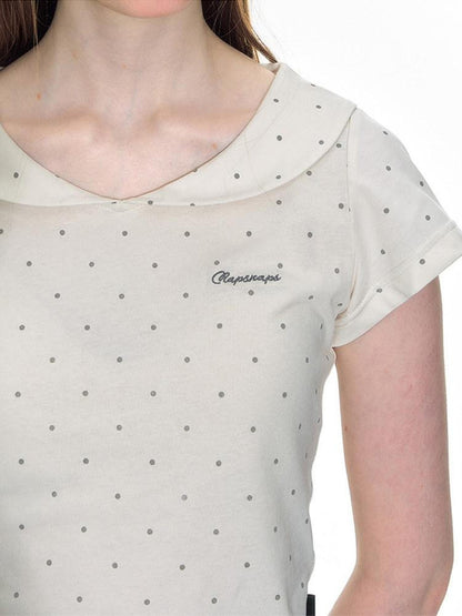 NAPSNAPS Gray Embroidered Polka Doll Collar Slim Waist Women&