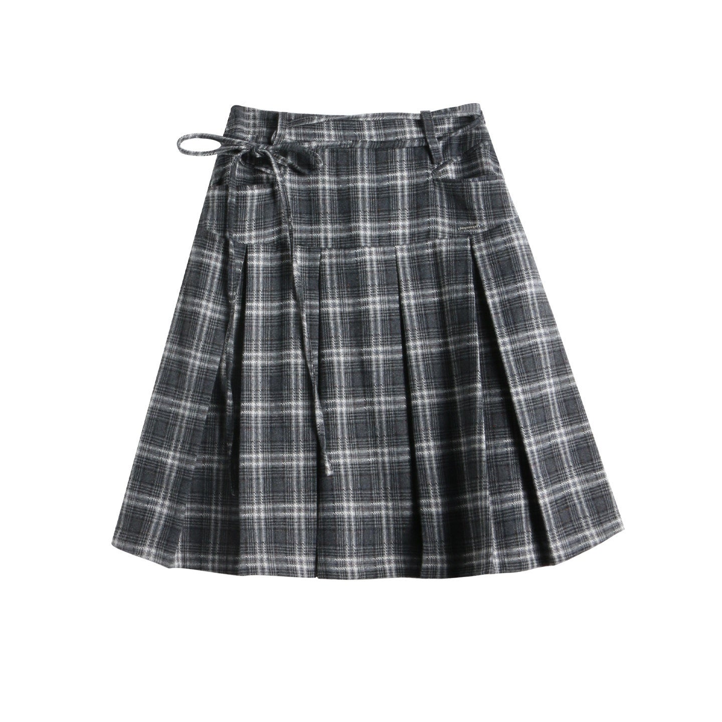 NAPSNAPS_Gray_Plaid_Double_Waist_Tie_Tweed_Women&