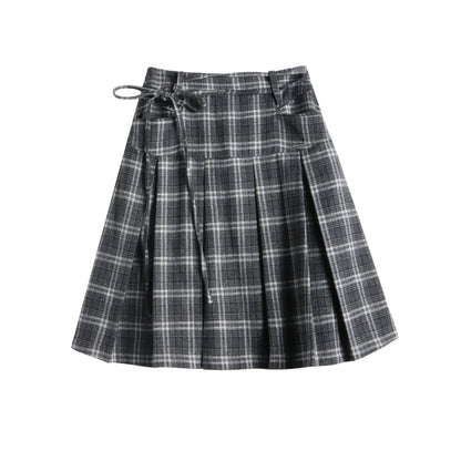 NAPSNAPS_Gray_Plaid_Double_Waist_Tie_Tweed_Women&