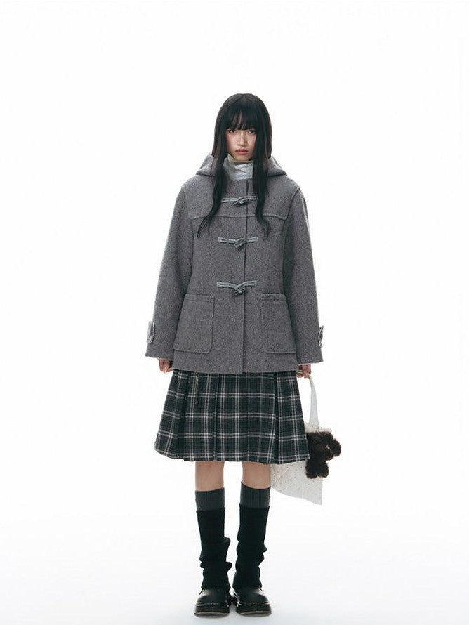 NAPSNAPS Gray Plaid Double Waist Tie Tweed Women&
