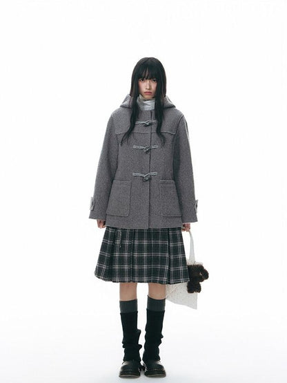 NAPSNAPS Gray Plaid Double Waist Tie Tweed Women&