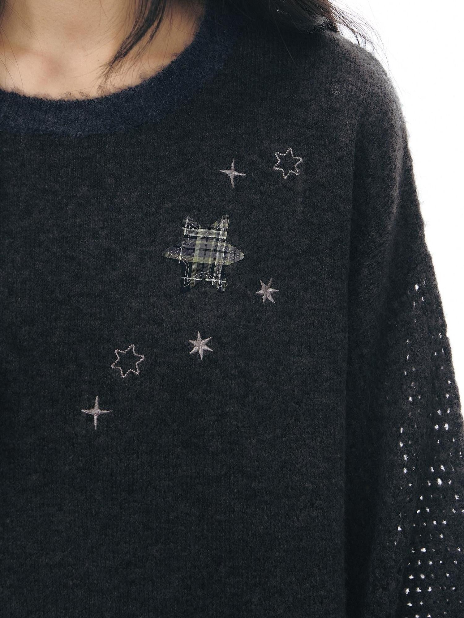 NAPSNAPS Gray Purple Six Point Star Applique Knit Women&
