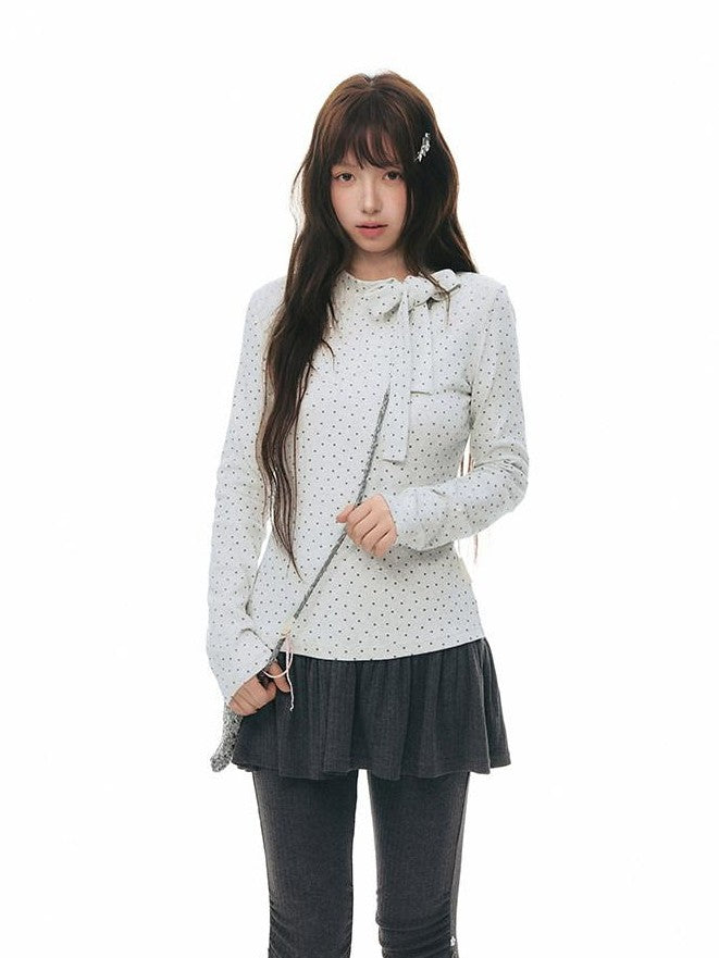 NAPSNAPS Gray Star Tie Button Stand Collar Slim Women&