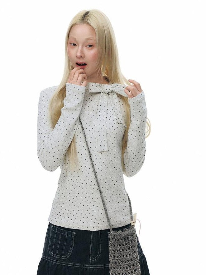 NAPSNAPS Gray Star Tie Button Stand Collar Slim Women&