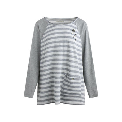 NAPSNAPS_Gray_Striped_Button_Raglan_Pocket_Women&