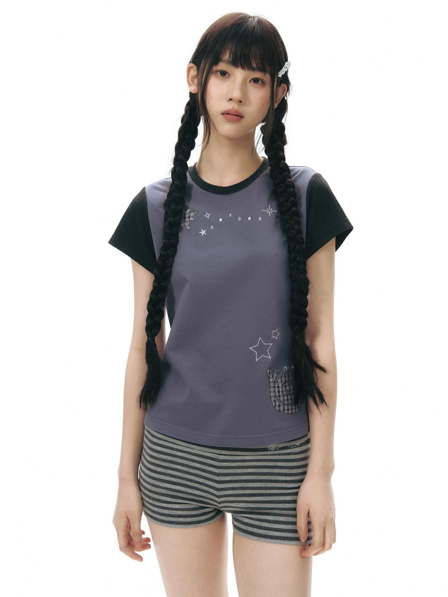 NAPSNAPS Gray Striped Embroidered Knit Women&