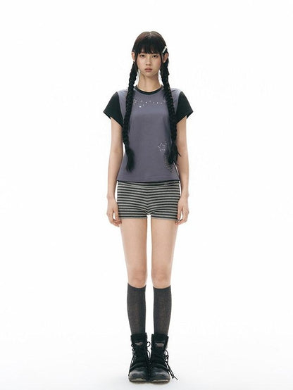 NAPSNAPS Gray Striped Embroidered Knit Women&