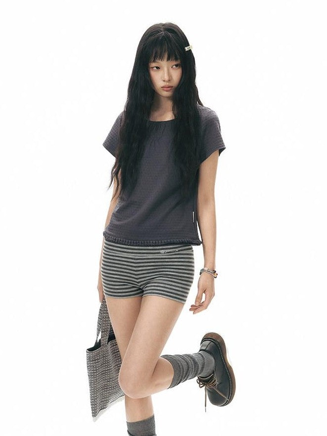 NAPSNAPS Gray Striped Embroidered Knit Women&