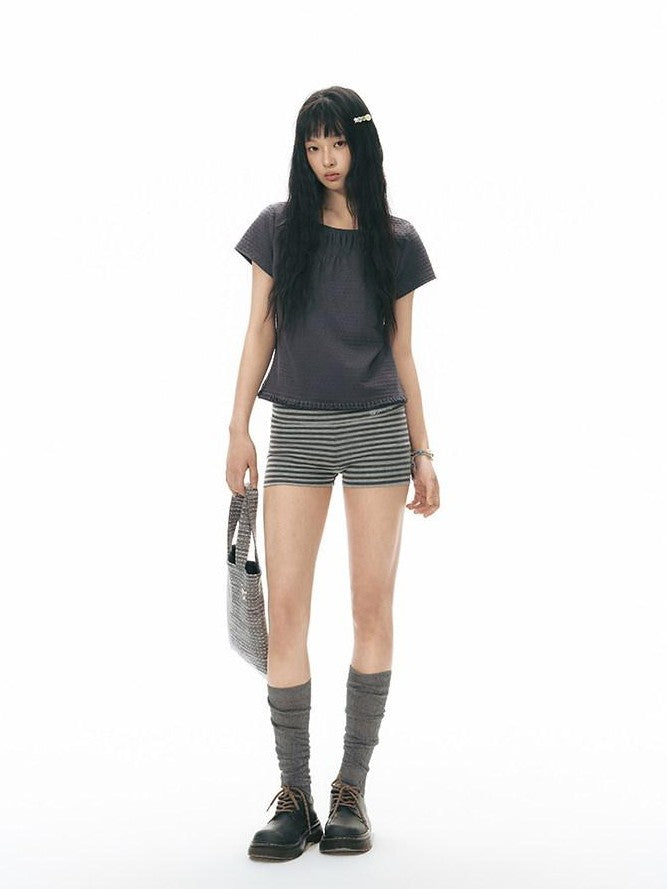 NAPSNAPS Gray Striped Embroidered Knit Women&