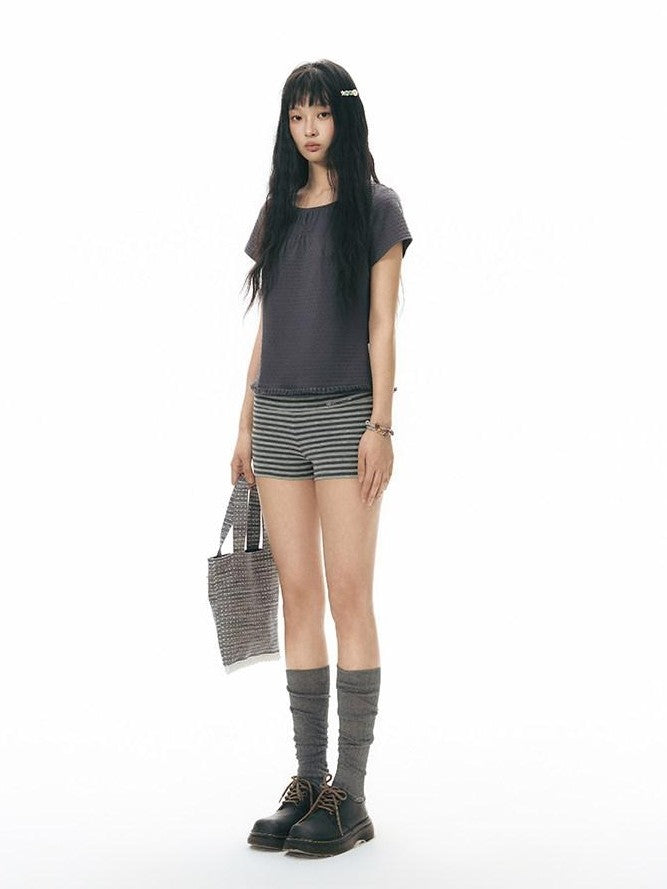 NAPSNAPS Gray Striped Embroidered Knit Women&