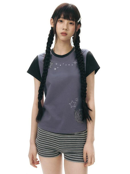 NAPSNAPS Gray Striped Embroidered Knit Women&