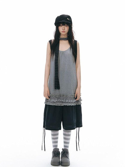 NAPSNAPS Gray White Striped Knitted Slouch Women&
