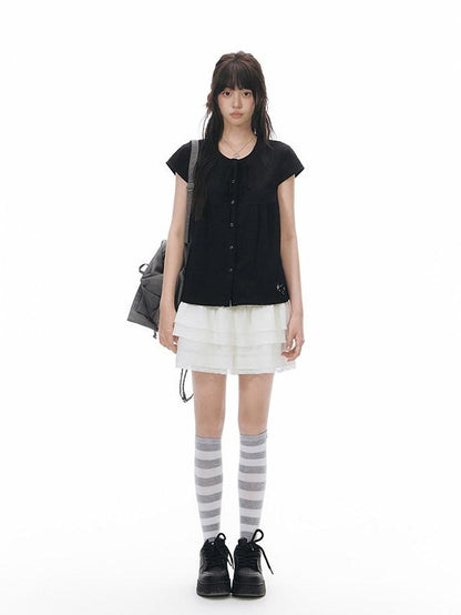 NAPSNAPS Gray White Striped Knitted Slouch Women&
