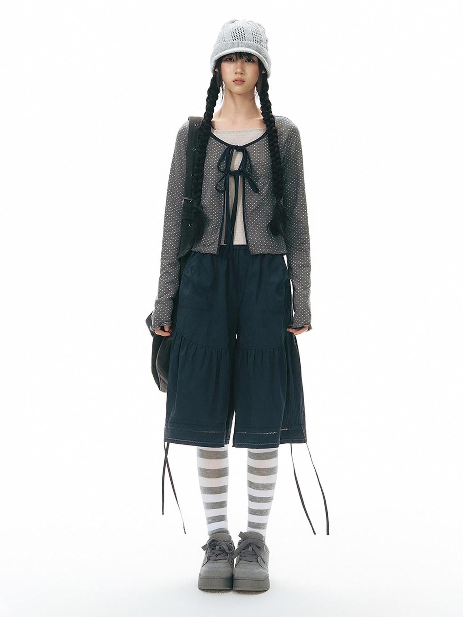 NAPSNAPS Gray White Striped Knitted Slouch Women&