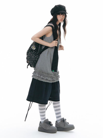NAPSNAPS Gray White Striped Knitted Slouch Women&