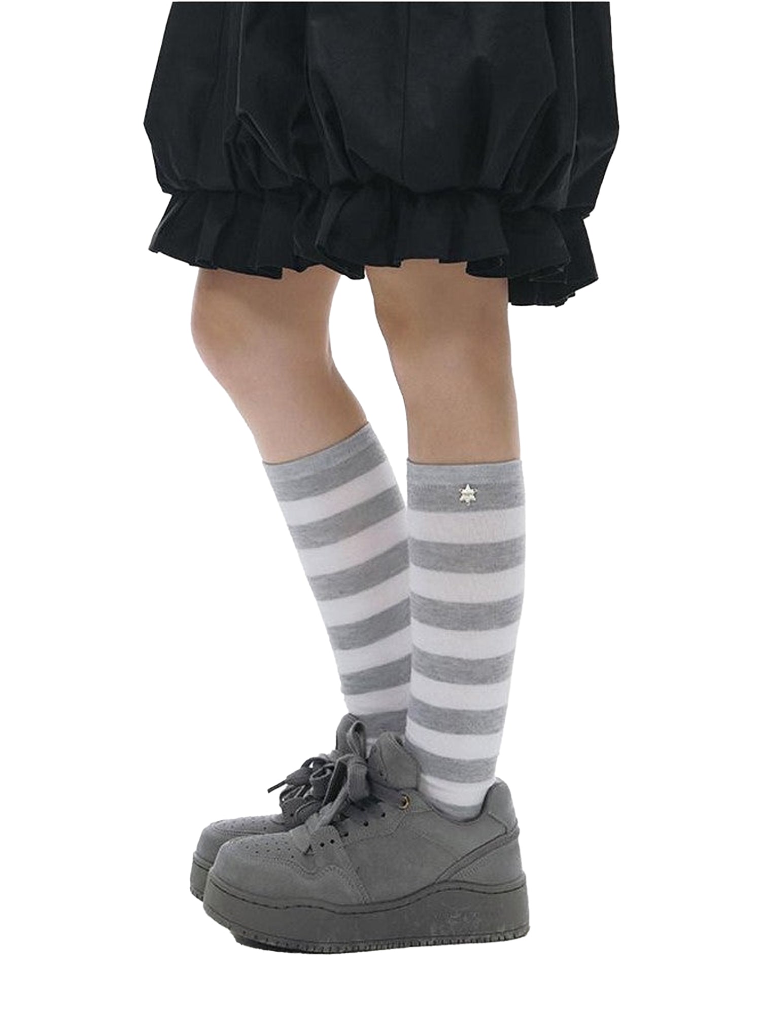 NAPSNAPS Gray White Striped Knitted Slouch Women&