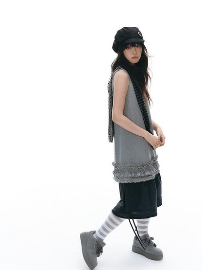 NAPSNAPS Gray White Striped Knitted Slouch Women&