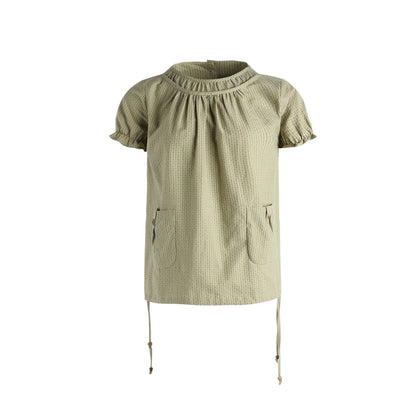 NAPSNAPS_Green_Check_Puff_Sleeve_Patch_Pocket_Women&