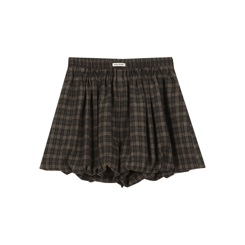 NAPSNAPS_Grey_Plaid_Lantern_Pleated_High_Waist_Women&