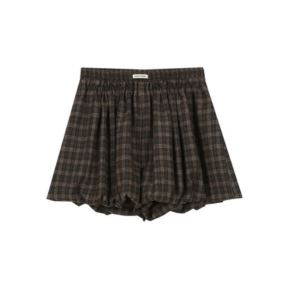 NAPSNAPS_Grey_Plaid_Lantern_Pleated_High_Waist_Women&