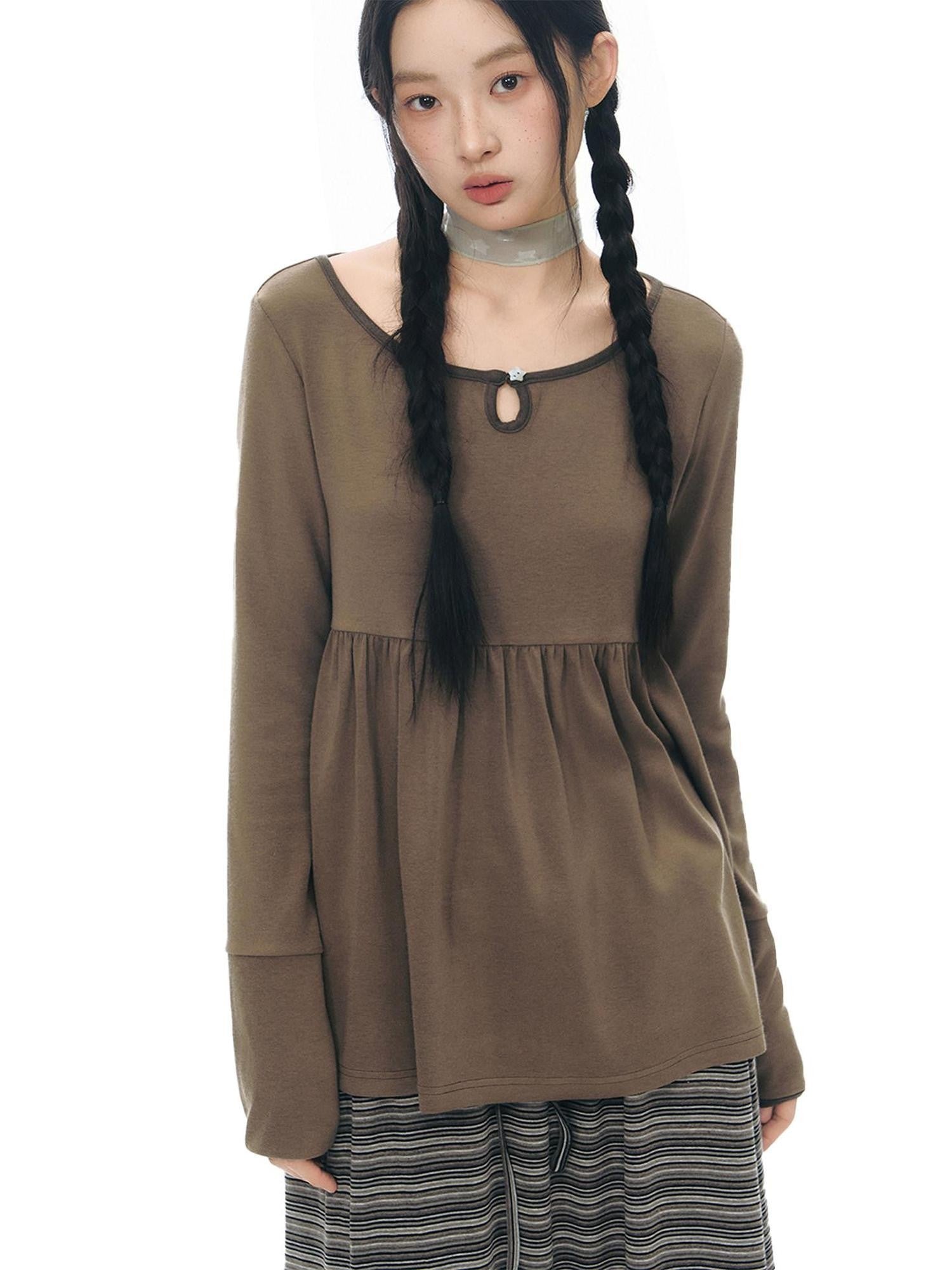 NAPSNAPS Grey Striped Contrast Collar Knit Aline Women&