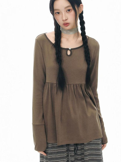 NAPSNAPS Grey Striped Contrast Collar Knit Aline Women&